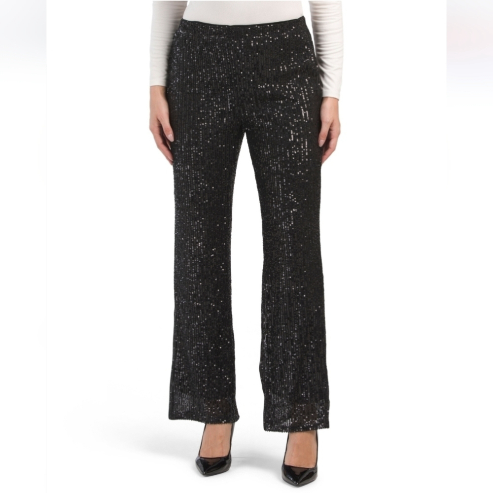 Cece Allover Sequin Black Pants